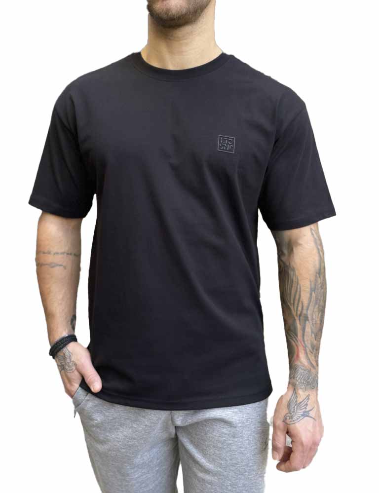 Ανδρικό βαμβακερό μαύρο Oversized T-shirt με τύπωμα 17458 φωτογραφία